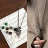 Niche Blogger's Tiger Eye Titanium Steel Grape Cluster Necklace: Versatile Sweater Chain with Round Ball Design