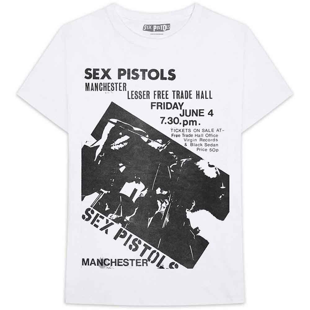 The Sex Pistols Manchester Flyer T-Shirt White New Unisex T-Shirt L