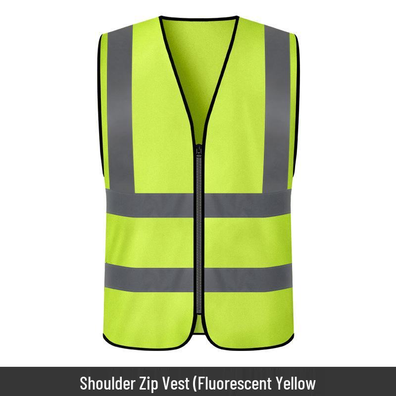 Reflective Yellow Safety Vest: Breathable Fluorescent Gear for Construction, Cycling, and Road Safety