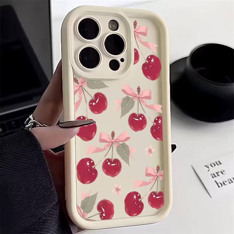 Ins Style Small Cherry Phone Case for Samsung Galaxy S26 S25 S24 S23 S22 Ultra Plus FE A16 A36 A56 A52 A53 A35 A55 5G Soft Cover