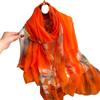 Simulation Silk Large Shawl, Soft Yarn Scarf, Women's Large Size Fashion Fashion Flower Commuting Sun Protection, Light Luxury Silk Scarf