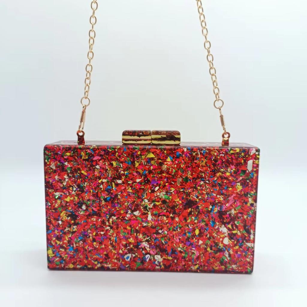 Clutch Evening Party Shoulder Fashion Handbag Crossbody Bag Acrylic Colorful Sequins Women Master Quality Luxury Bags Designers