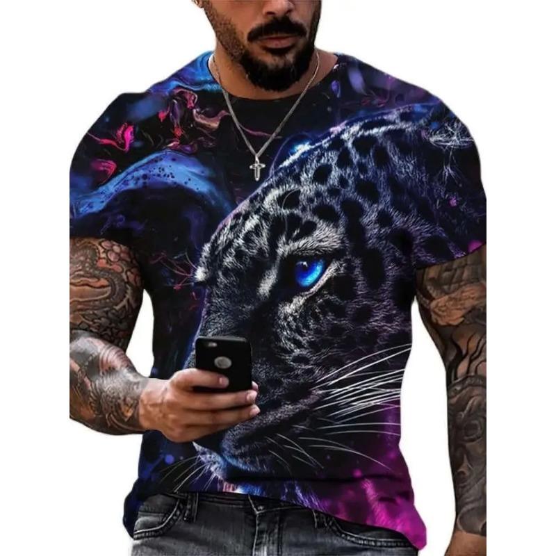 Letní tričko Zvíře Lev 3D potisk Krátký rukáv Streetová střelba Nadměrné topy Módní ležérní oblečení Pánské tričko