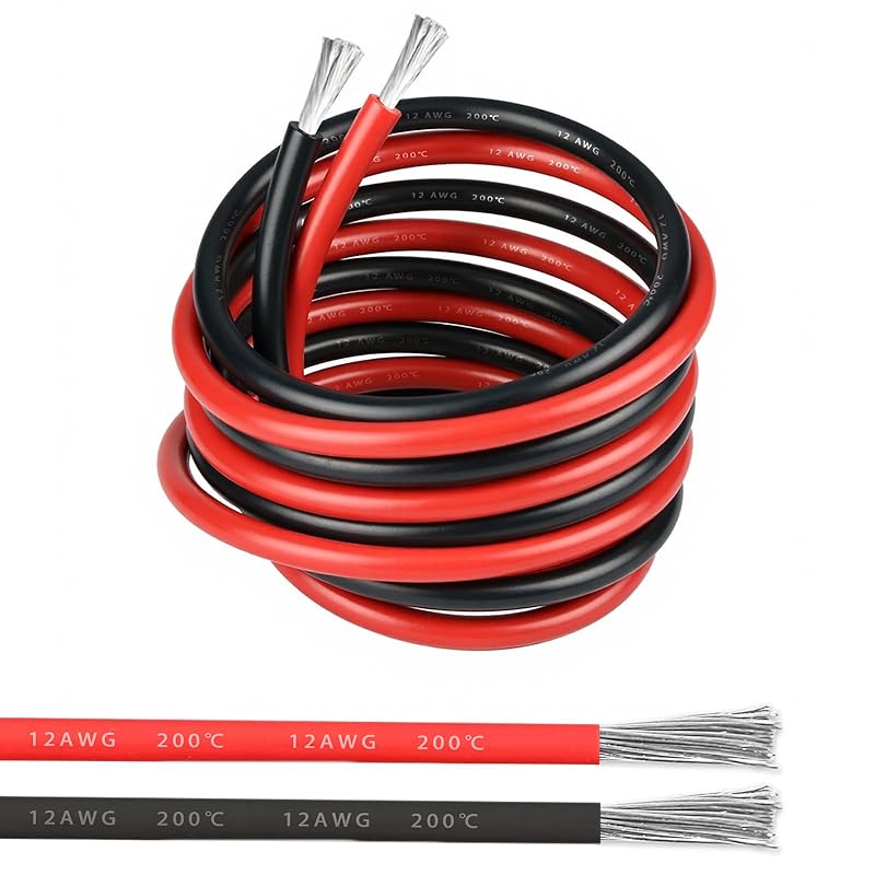 16 Gauge 10FT 2 Conductor Silicone Electrical Wire, 16 AWG Red Black 1.3mm Wire Cord,12V/24V DC Low Voltage/Tinned Copper Wire/2 Wires for Automotive