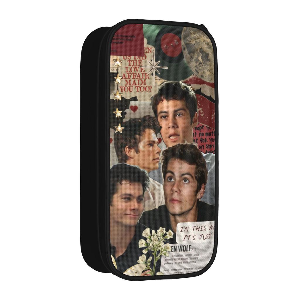 Large Capacity Pencil Pouch Dylan Obrien Actor Office Supplies Double Layer Pencil Case Stationery Women Makeup Bag Amazing Gift