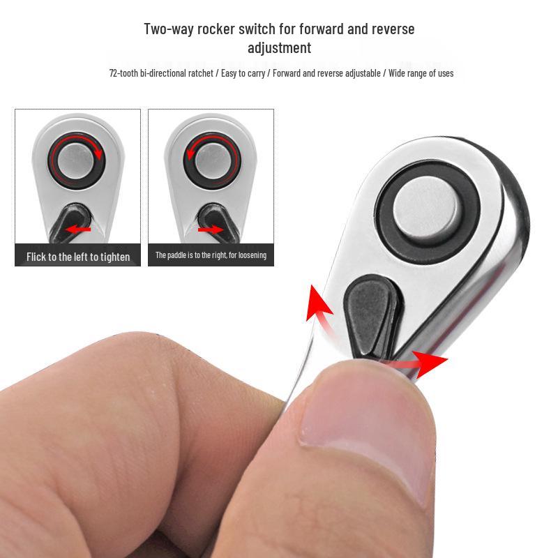 Dual-Ended High Torque Mini Ratchet Screwdriver with Knurled Grip.