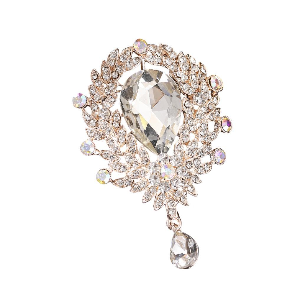 Clear Crystal Wedding Crystal Brooch Flower Design Teardrop Brooch Bridal Brooch Wedding Party
