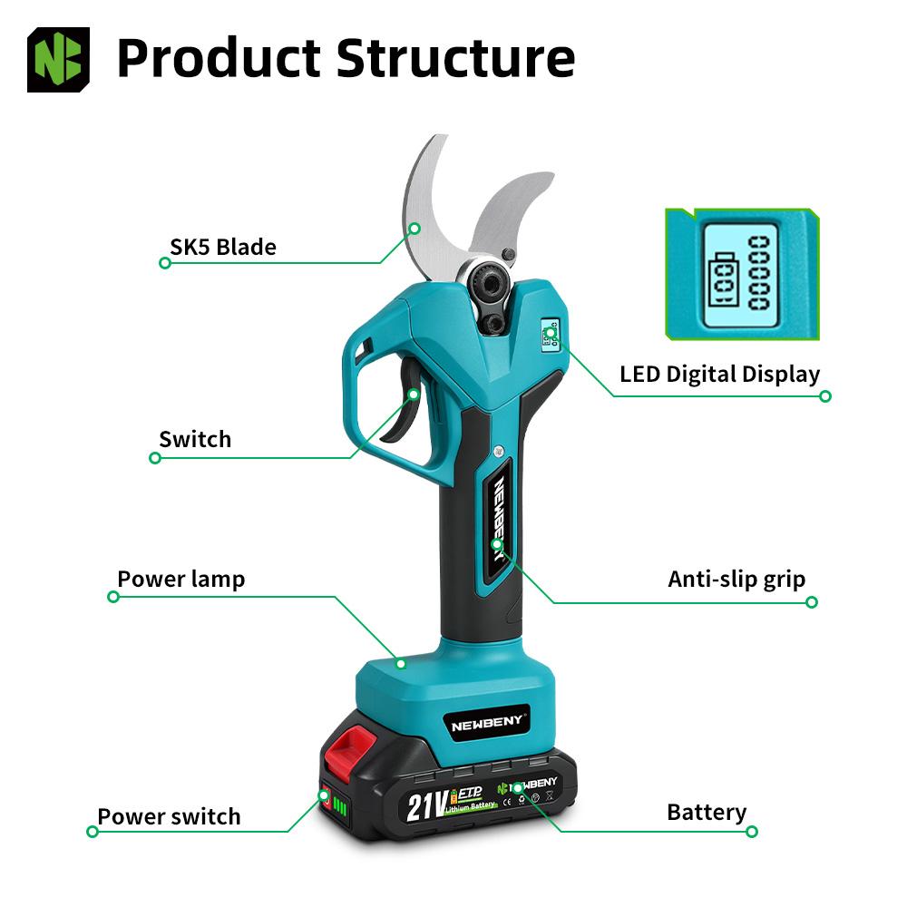 Newbeny 2 Gänge 65mm Bürstenloser Elektrischer Astschere Obstbaum Bonsai Astschere Elektrowerkzeuge Für Makita 18V Akku Stift