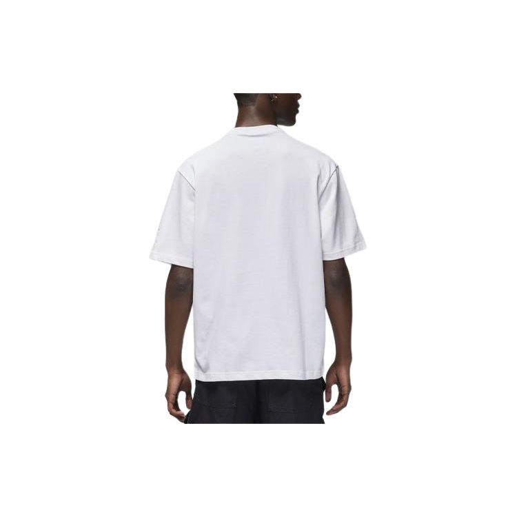 Jordan Solid Logo Crew Neck Knit Short Sleeve T-Shirt Men Tops White FN5982-100