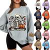 Unisex Halloween Print Lightweight Long Sleeve Neck Pullover Sweatshirt for Men and Women