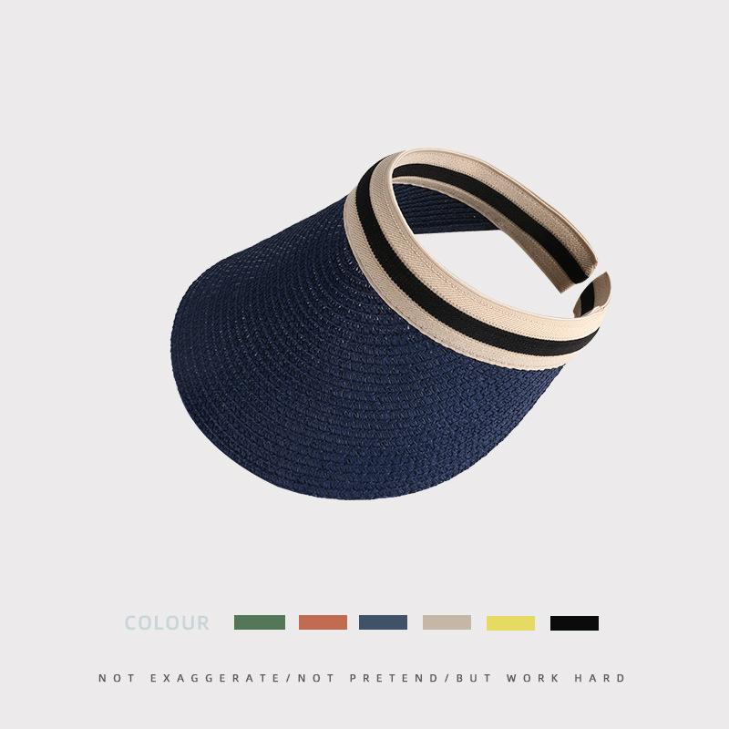 Summer Outdoor Empty Top Hat Solid Color Sun Hat Straw Beach Sun Hat Men