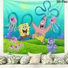 Cartoon Spongebob Wall Tapestry Aesthetic Wall Hanging Printed Fabric Blanket Decorative Tapestries for Bedroom Living Room Home Decor