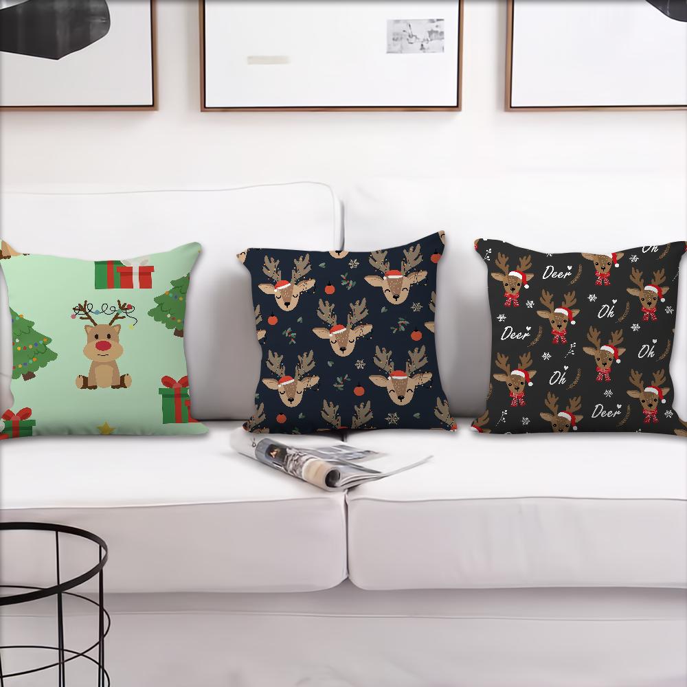 Christmas Cartoon Deer Cute cushion cover Pillow Cover Decoration Room Home Sofa living Office Car Nordic Simplicity