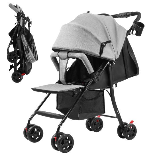 Reise-Kinderwagen, Einhand-Faltbarer Säuglings-Buggy mit Verstellbarer Rückenlehne, Verdeck, Ablagekorb für 0-2 Jahre Kleinkinder bis zu 10 kg