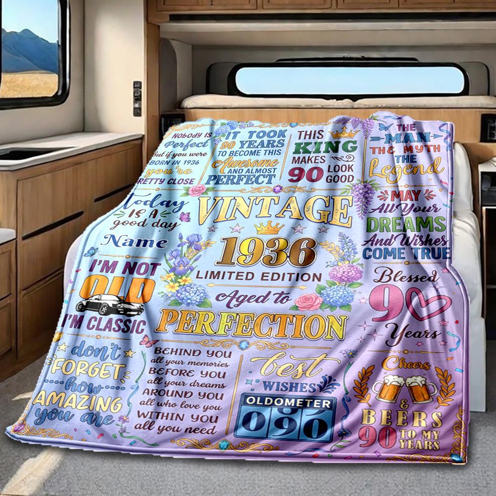 Vintage 1936 Celebration Lightweight Blanket Soft Cozy Perfect For Sofa Couch Office Bed Picnics Ideal For All Seasons Modern Style Ideal Gift For