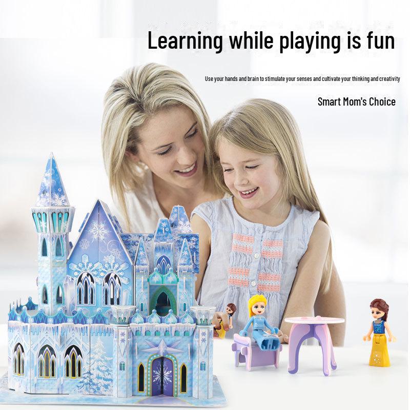 3D Ice & Snow Castle Puzzle for Kids - Creative Holiday Gift for Girls