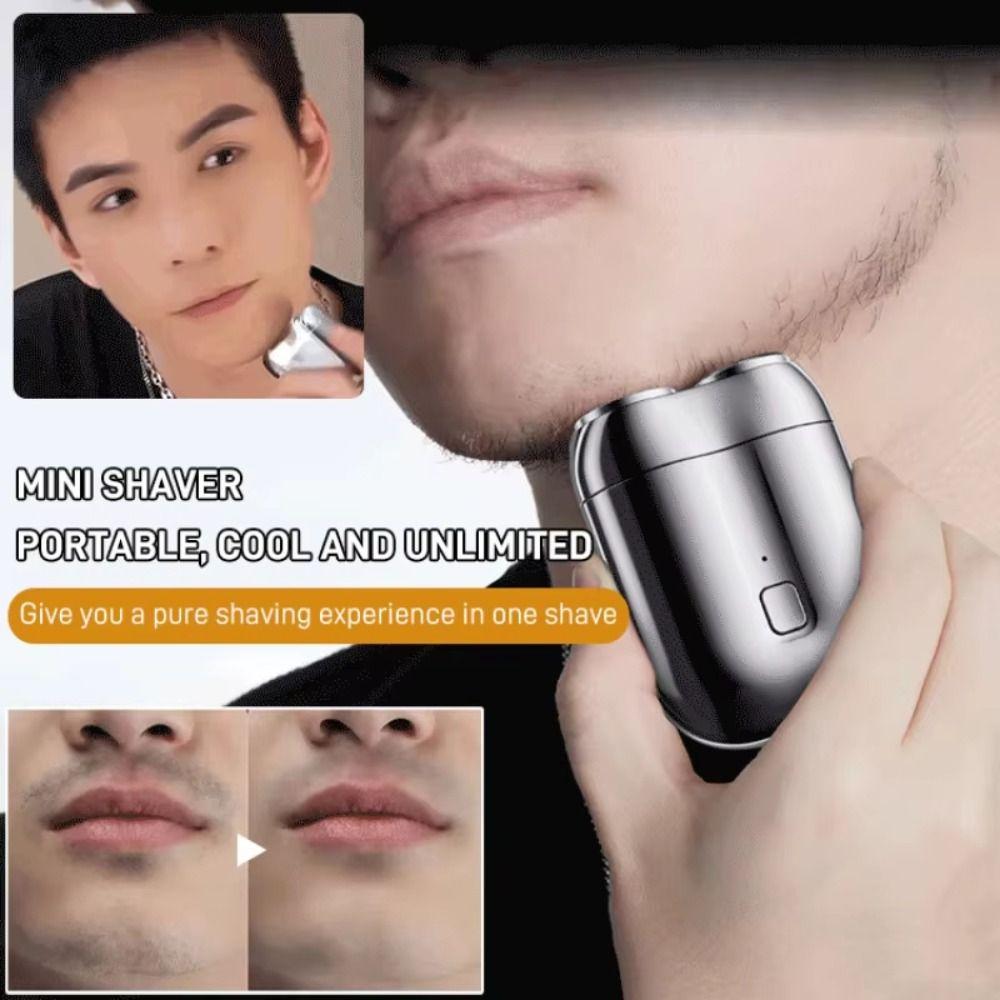Double Head Electric Shaver USB Rechargeable Face Hair Remover Tool Dry Wet Shaving
