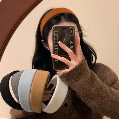 Koreanische Damen Breite Haarbänder Einfarbige Herbst-Haarreifen Elegante Haaraccessoires Damen Winter-Haarbänder Kopfschmuck