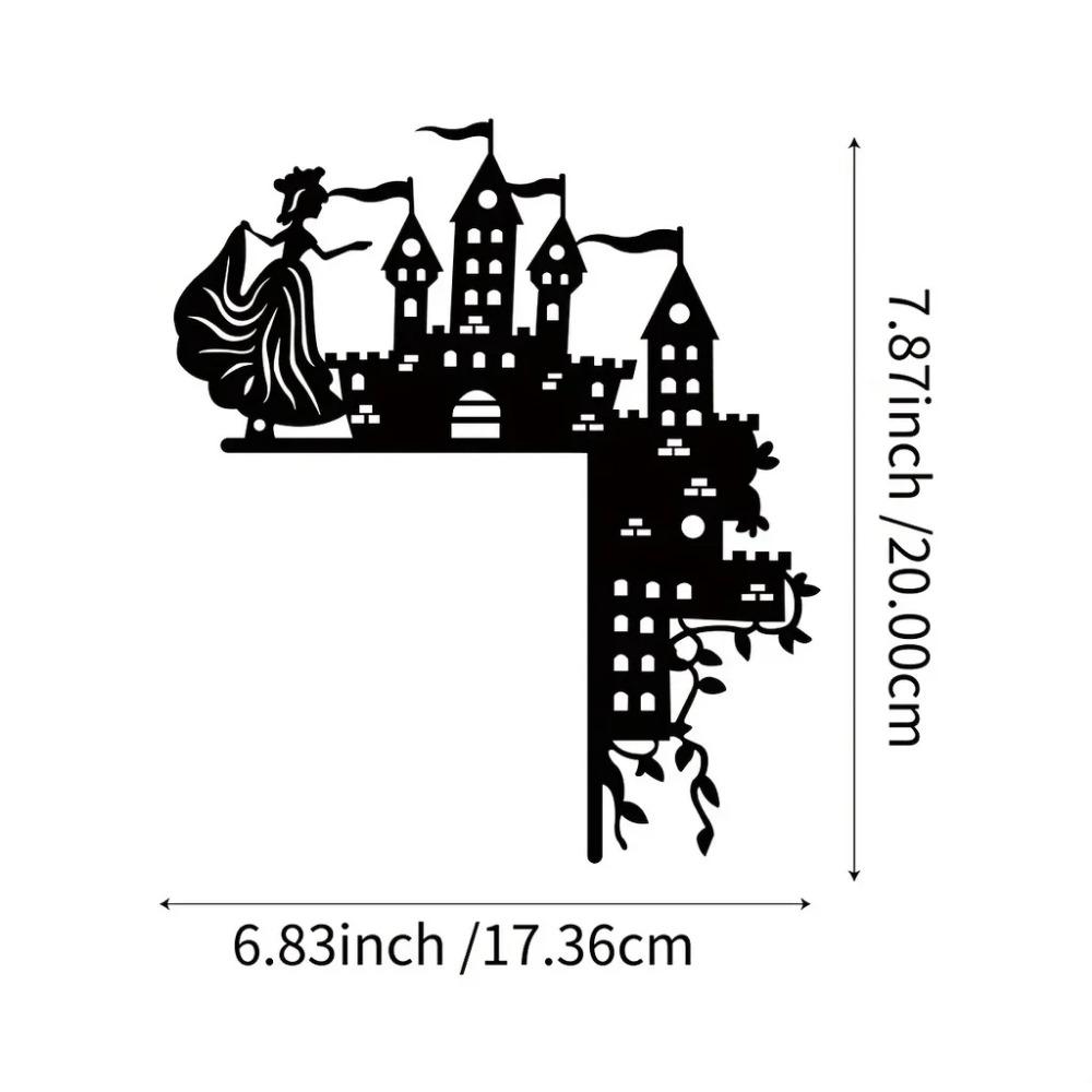 1 buc. Autocolante decorative de perete prințesă și castel - împodobesc colțurile și ramele ușilor, decor metalic pentru agățat perete pentru o atingere magică