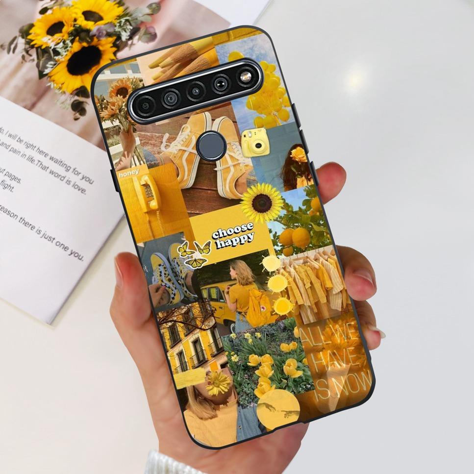 For LG K41S K 41S Case 2020 Black Silicone Cute Fashion Flower Shockproof Bumper For LGK41S LM-K410 Phone Back Cover 6.55" Funda