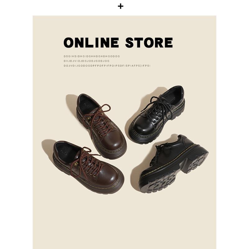 Pantofi Derby cu șireturi, cu vârf rotund și înălțare interioară, din piele mică, pentru femei, mărimea mică 32