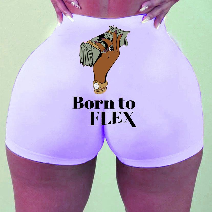 Trendy European & American Style Women's Fitness Letter Print Shorts