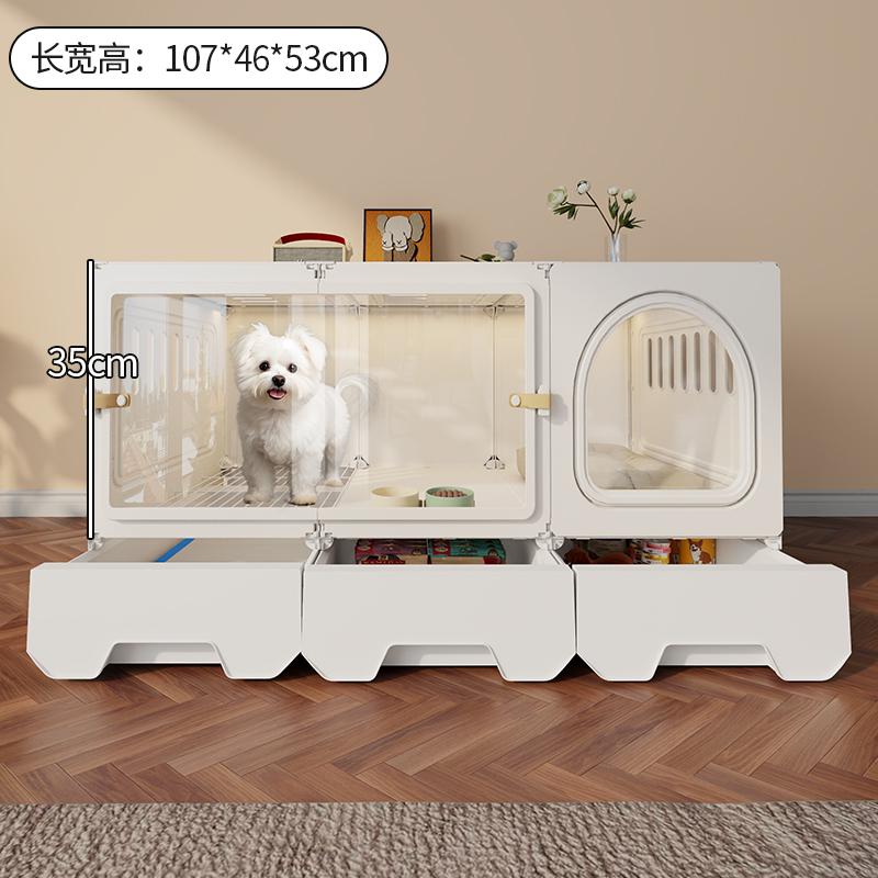 Villa per Cani Piccoli con Toilette Gabbia Trasparente Panoramica per Animali Domestici Suite Monostanza Casa per Animali Domestici Spaziosa Separazione Sistema di Canile per Cani