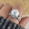 925 Sterling Silver Rings for Women Couple Minimalist Handmade Simple Pearl Heart Ring Party Jewelry Gift Prevent Allergy