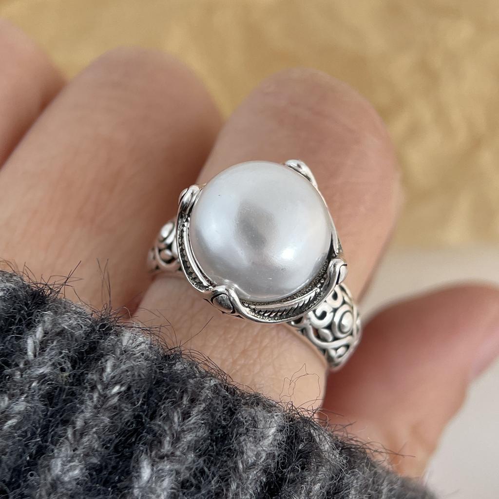 925 Sterling Silver Rings for Women Couple Minimalist Handmade Simple Pearl Heart Ring Party Jewelry Gift Prevent Allergy