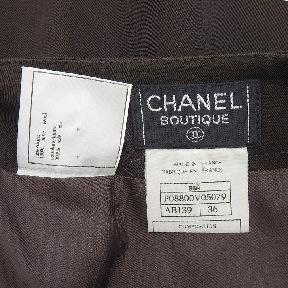 CHANEL CC Logos Button Skirt Women's Brown Size 36 P08800 skirt 36 BrownUsed