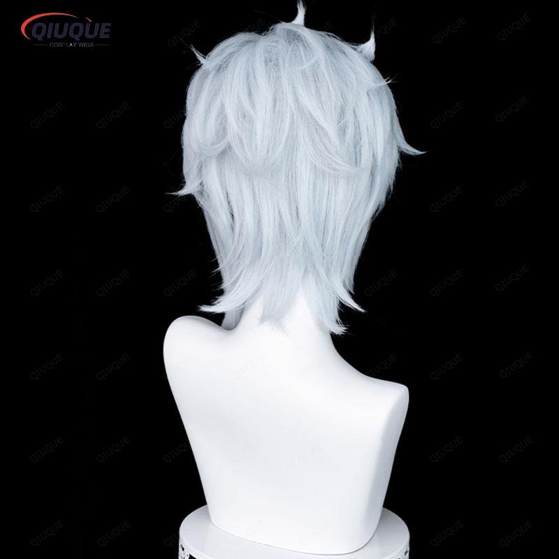 Oyun Etkisi Fatui Cosplay Doktor II Dottore Cosplay Peruk 30cm Kısa Isıya Dayanıklı Saç Parti Anime Perukları + Peruk Bonesi