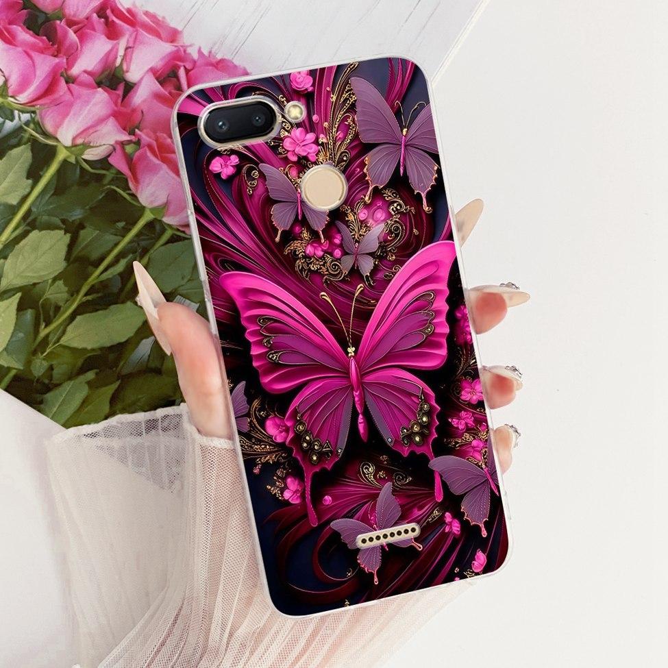 For Redmi 6 Case Cover Transparent Cute Cat Fashion Butterfly Funny Cool Painted Casing M1804C3DH M1804C3DG M1804C3DI
