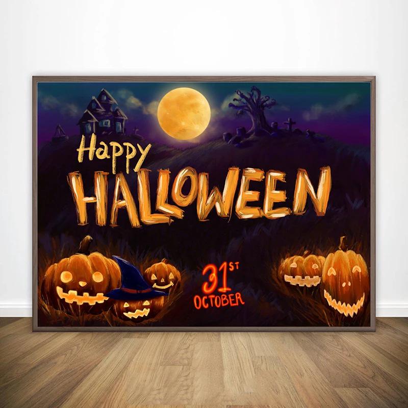 Happy Halloween Modern Canvas Wall Art for Bedroom & Living Room