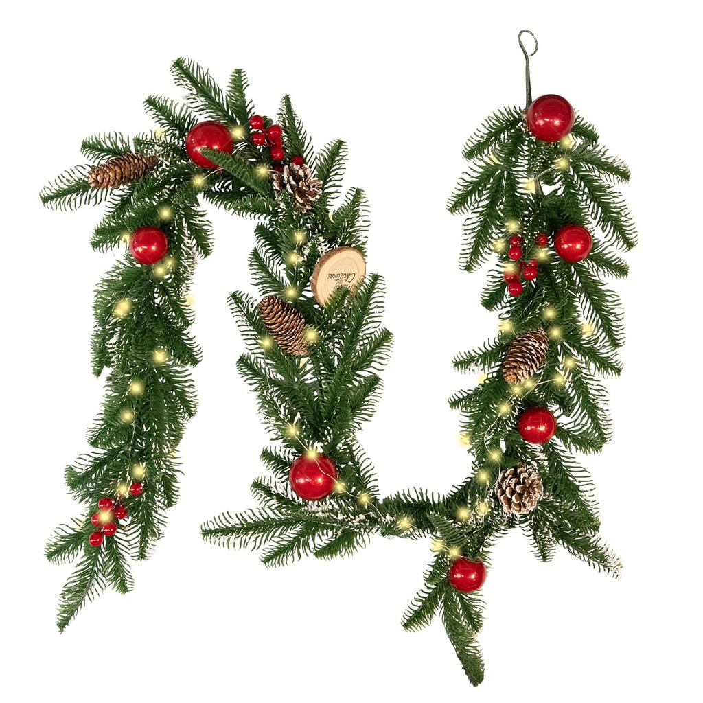 Nacyvcos Julepynt Jul med LED Jul Glitrende Te Trappefest Rattan Hage Furu Nåler Juleutstyr Lys Girlander, Kjøpesenter,