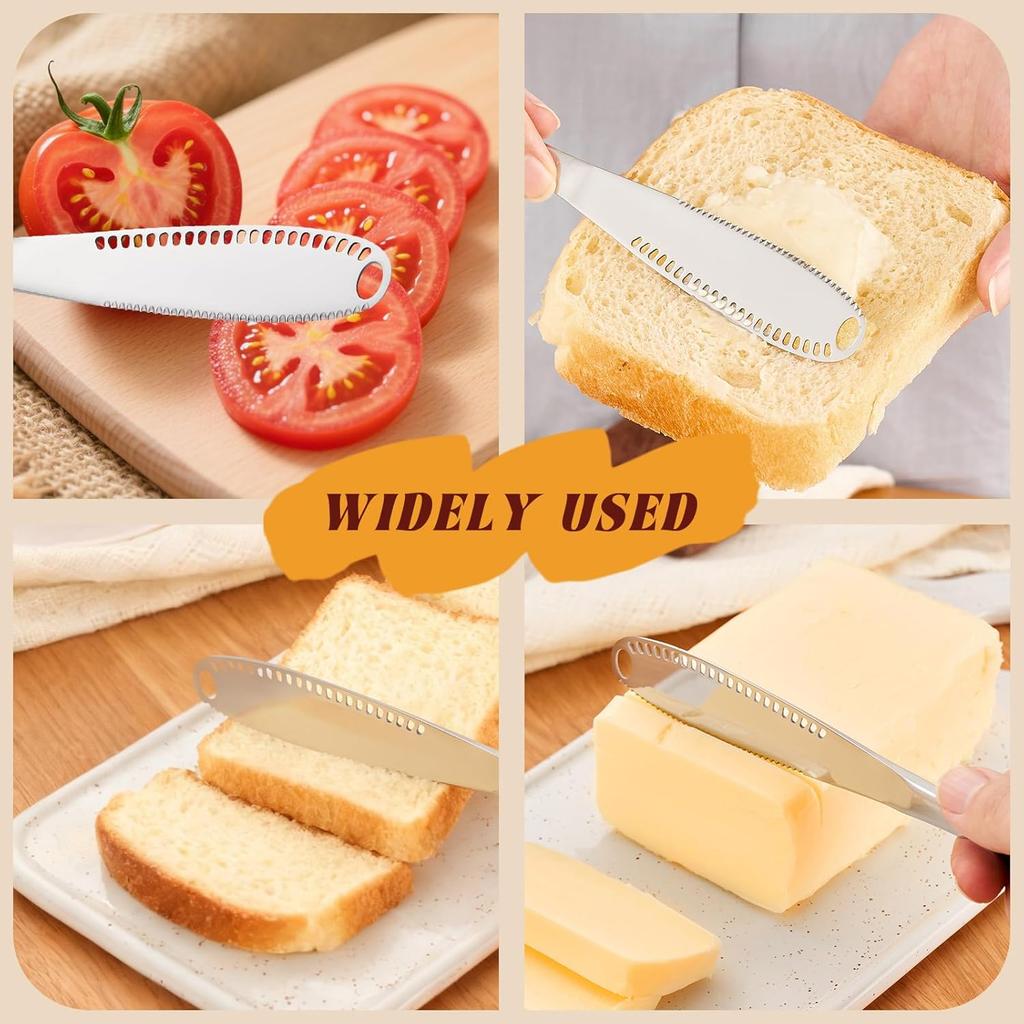 Butter Spreader Knife With Holes In Blade, Stainless Steel 3 In 1 Butter Knives Spreader Cutter Curler For Cold Butter Cheese Peanut