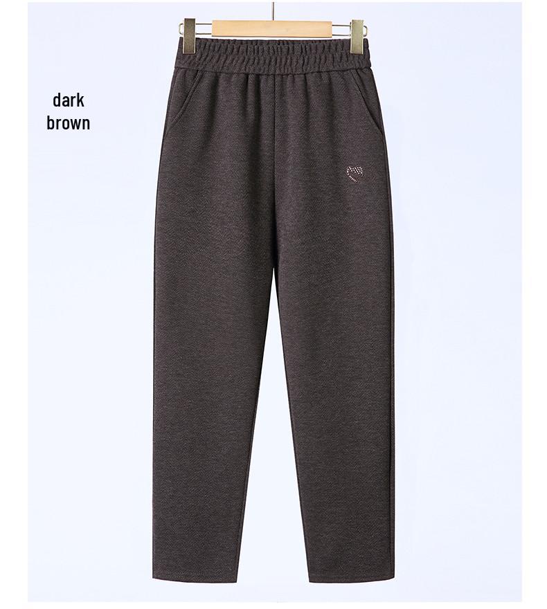 Mom's Wool Casual Pants: High-Waist, Loose-Fit, Plus-Size for Autumn/Winter