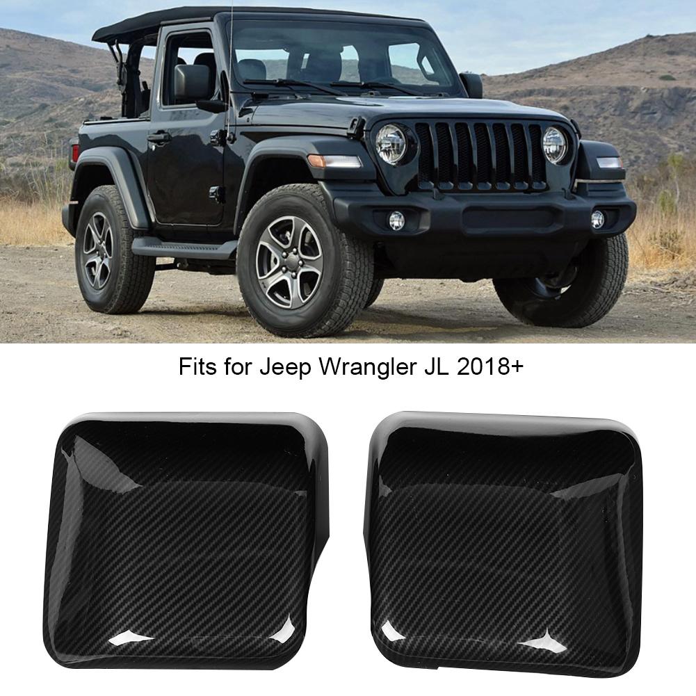 2pcs Side Wing Rear Mirror Protector Rearview Cover Trim Fits for   JL 2018+(Carbon   )