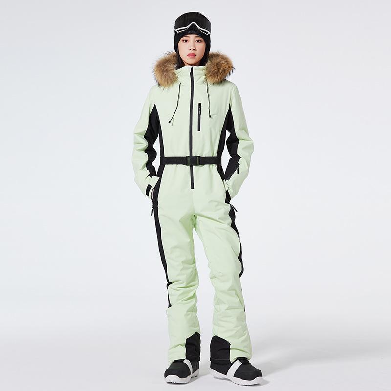 Einteiliger Ski-Overall für Damen, isoliert, winddicht, wasserdicht, warm, Schneeanzüge, schmal geschnittene Skianzüge für Damen, Overalls, Snowboardanzug