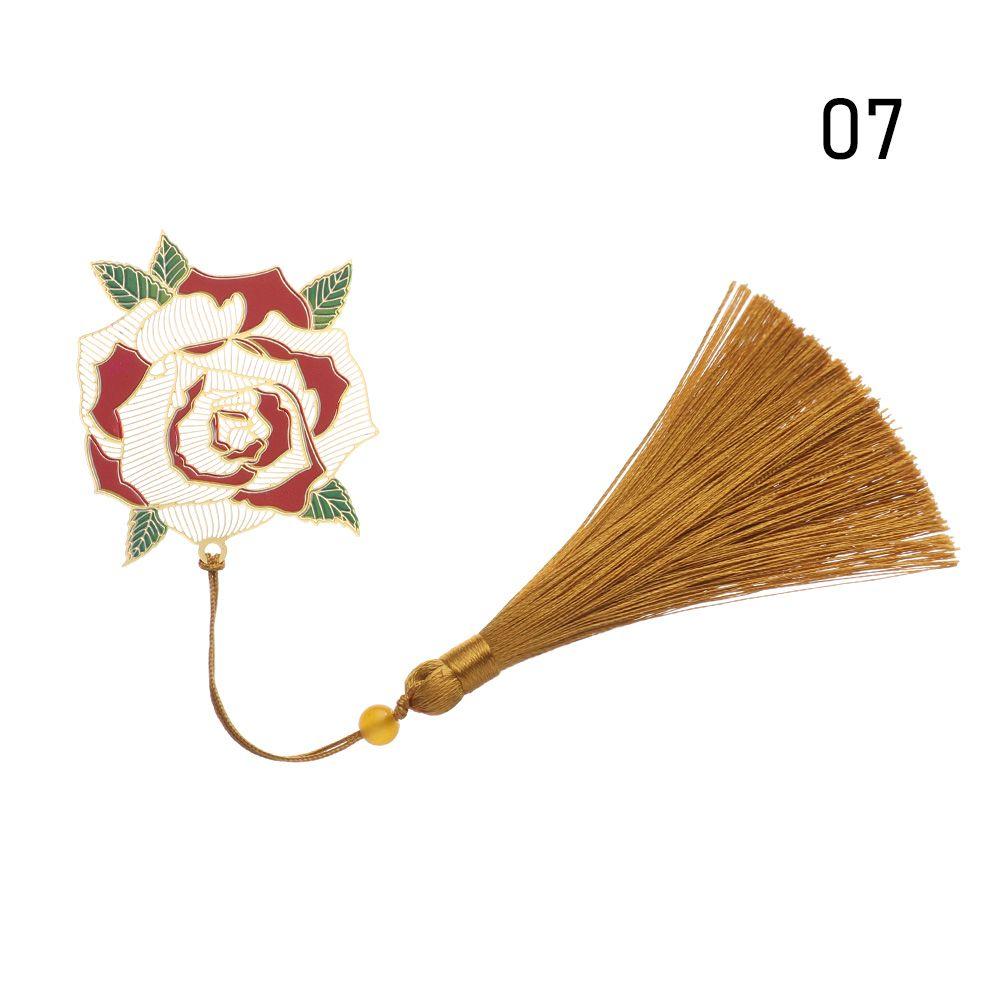 Supplies Retro Metal Chinese Style Tassel Pendant Book Clip Painted Pagination Mark Brass Bookmark