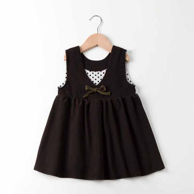 YUBAOBEI Girls Dress Spring And Summer Korean Sleeveless Princess Dresses Children V-neck Cute Bow Vest Dress