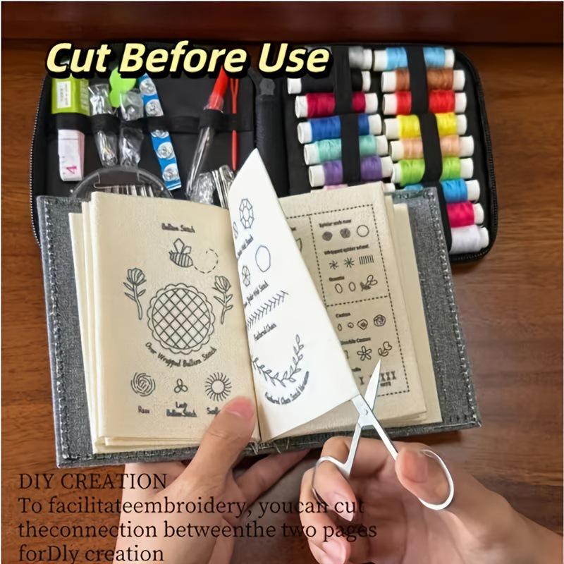 Rain Grid Embroidery Kit: Book, Needles & Thread Set for DIY Sewing