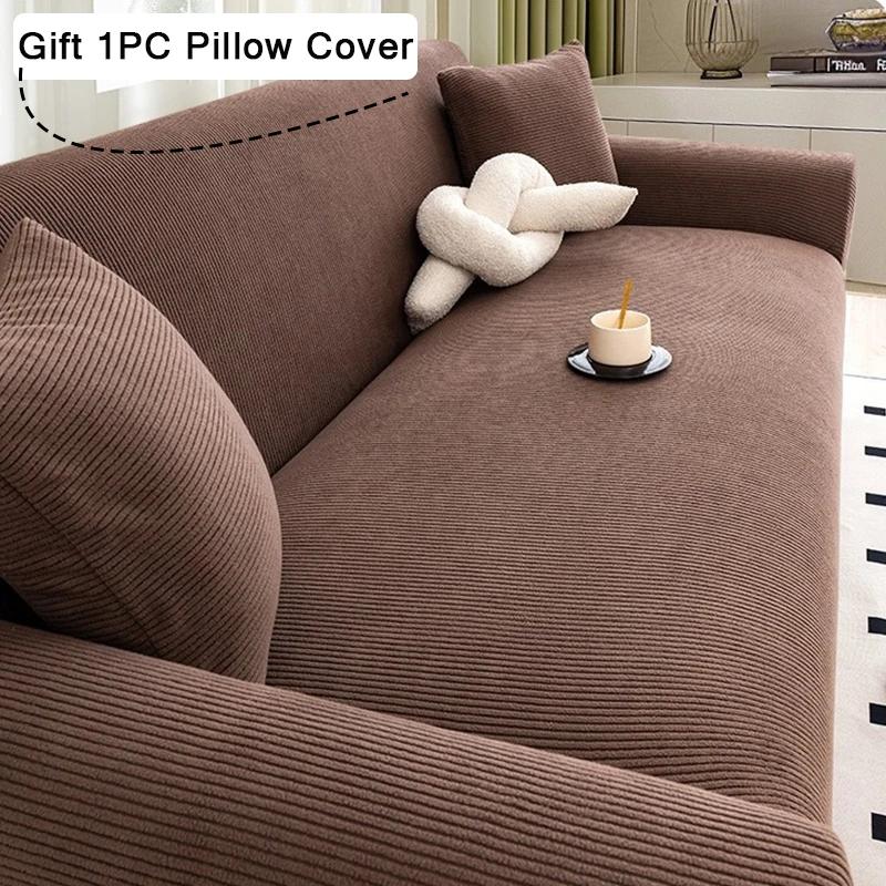 Premium Stretch Jacquard Sofa Cover Polar Fleece Fabric Non Slip Elastic Slipcover For 1-4 Seater Livingroom Furniture Protector