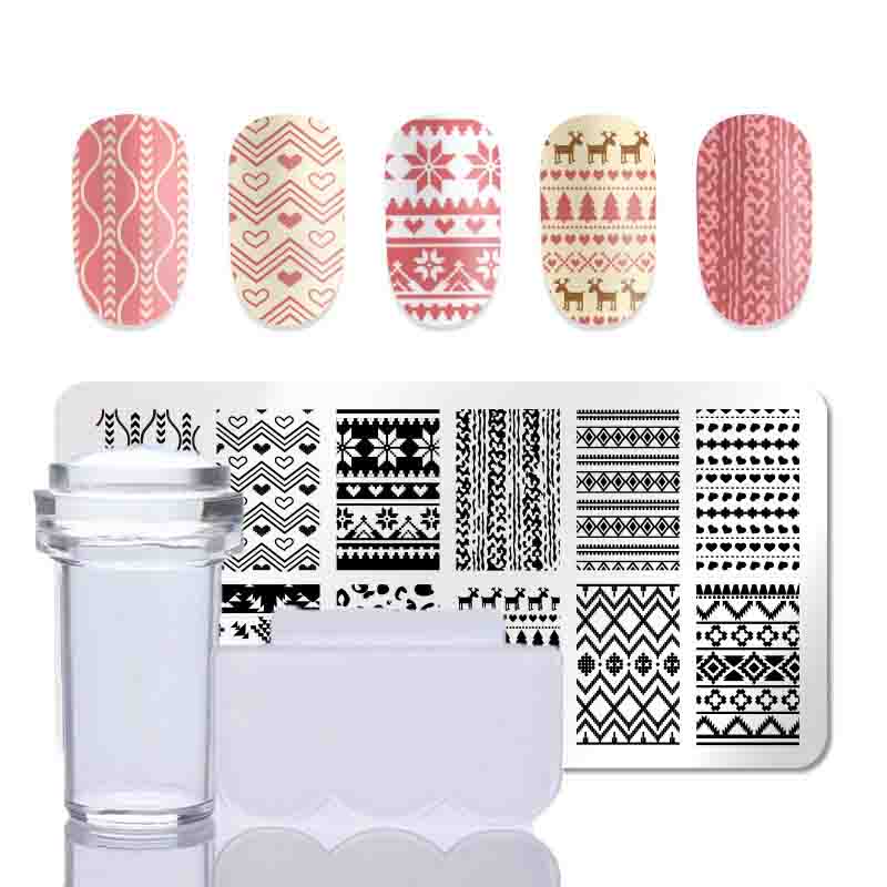 2Pcs/Set Nails Art Stamp Plates Leaf Flower Stainless Steel Stencils Nail Printing Image Manicure Stamping Tools