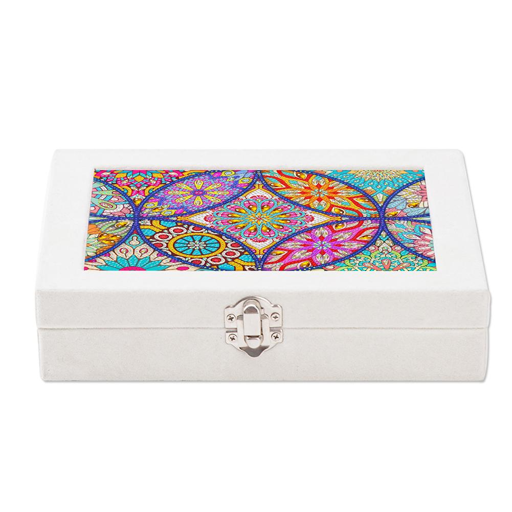 Special Shape Abstract Color Block Diamond Painting Jewelry Storage Box PU Leather Jewelry Case for Necklaces Earrings Rings
