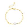 925 Silver Pearl Bracelet Baroque Freshwater Pearls Beads Paperclip Chain Gold Plated Bracelets for Women