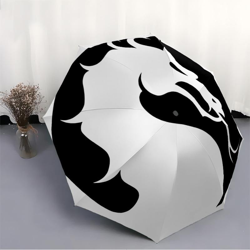 1pc Mortal Kombat Symbol Automatic Folding Umbrella - Sturdy 8-Rib Polyester Canopy,Sun-Defying Travel Companion yy251023132