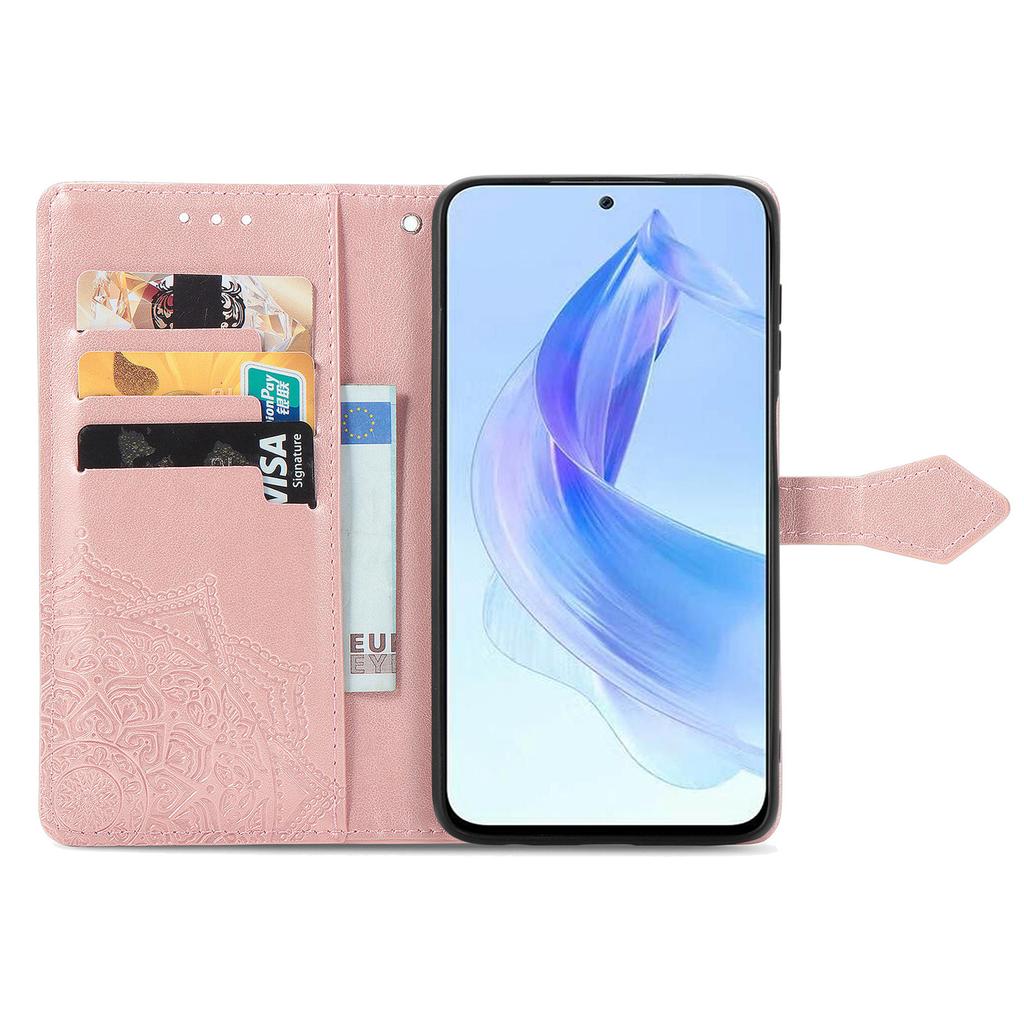 For Honor 90 Lite 5G Case Embossed Mandala Leather Phone Cover Magnetic Flip Wallet