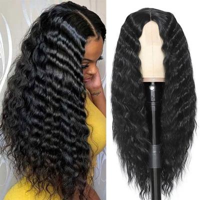 Peruci cu val de apă Jungle Wave Middle Split Par neted și lucios Extensii de păr care stimulează volumul Perucă naturală African Brazilian Black Women Păr ondulat lung