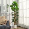 Artificial Indoor Plant, 180 cm Fiddle-Leaf Fig, Plastic Pot, Solid Wood Trunk, Green