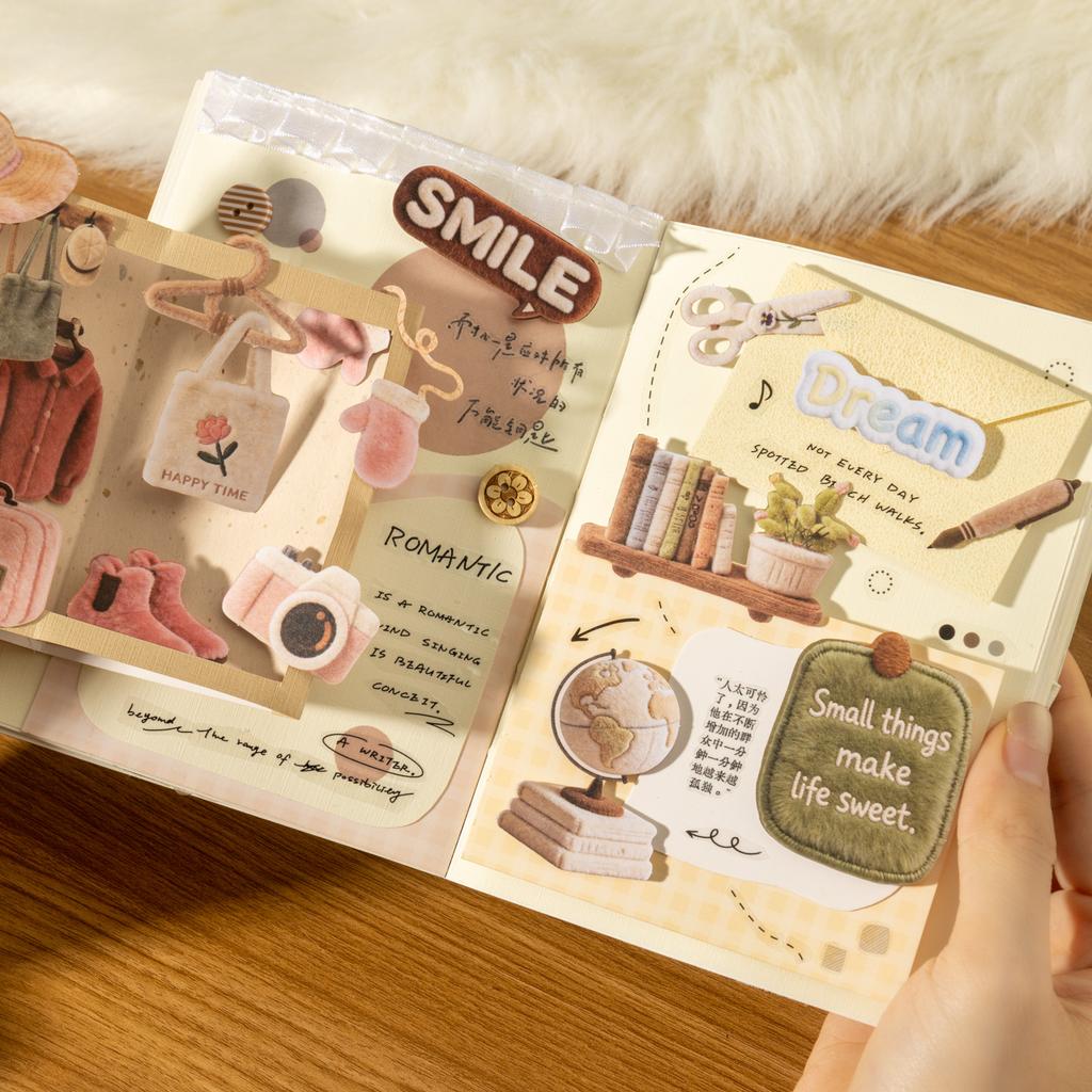 Plush House Series Kawaii Plush Cat Life Landscape Sticker Creative DIY Journal Material Collage Stationery